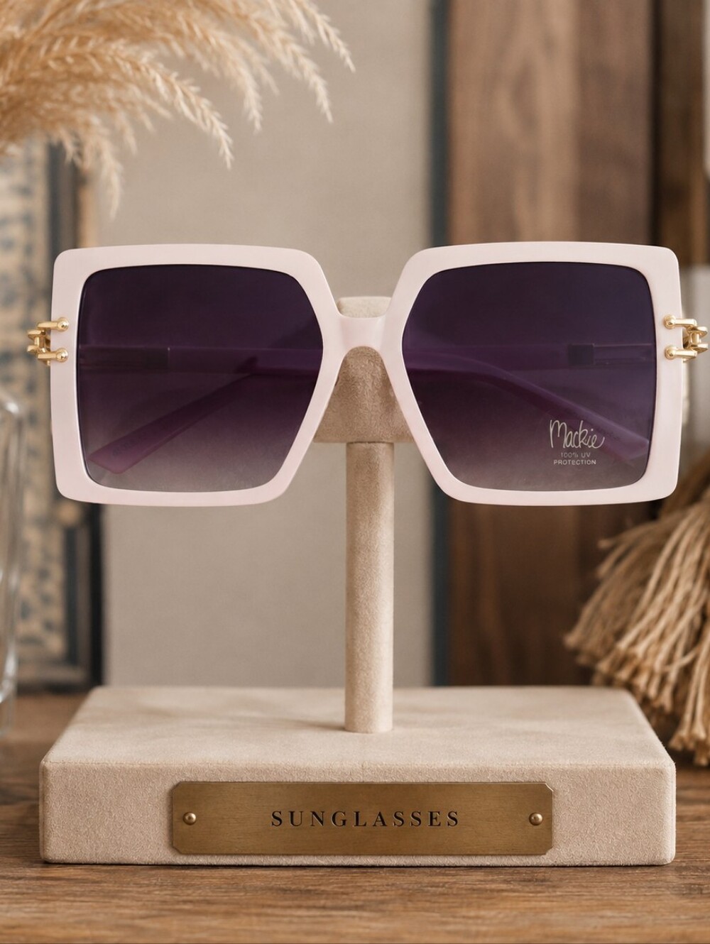 Bob Mackie Oversized White Square Frame Sunglasses, NWT